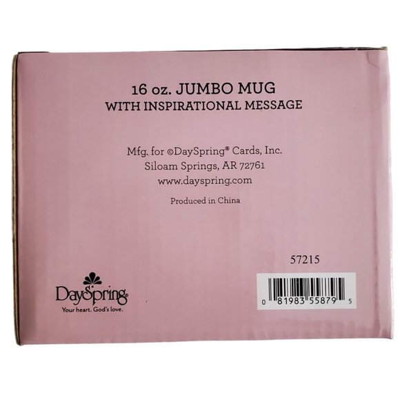DaySpring 16 oz. Jumbo Mug with Inspirational Message | NIB | Ivory Plum Pink - Picture 4 of 6